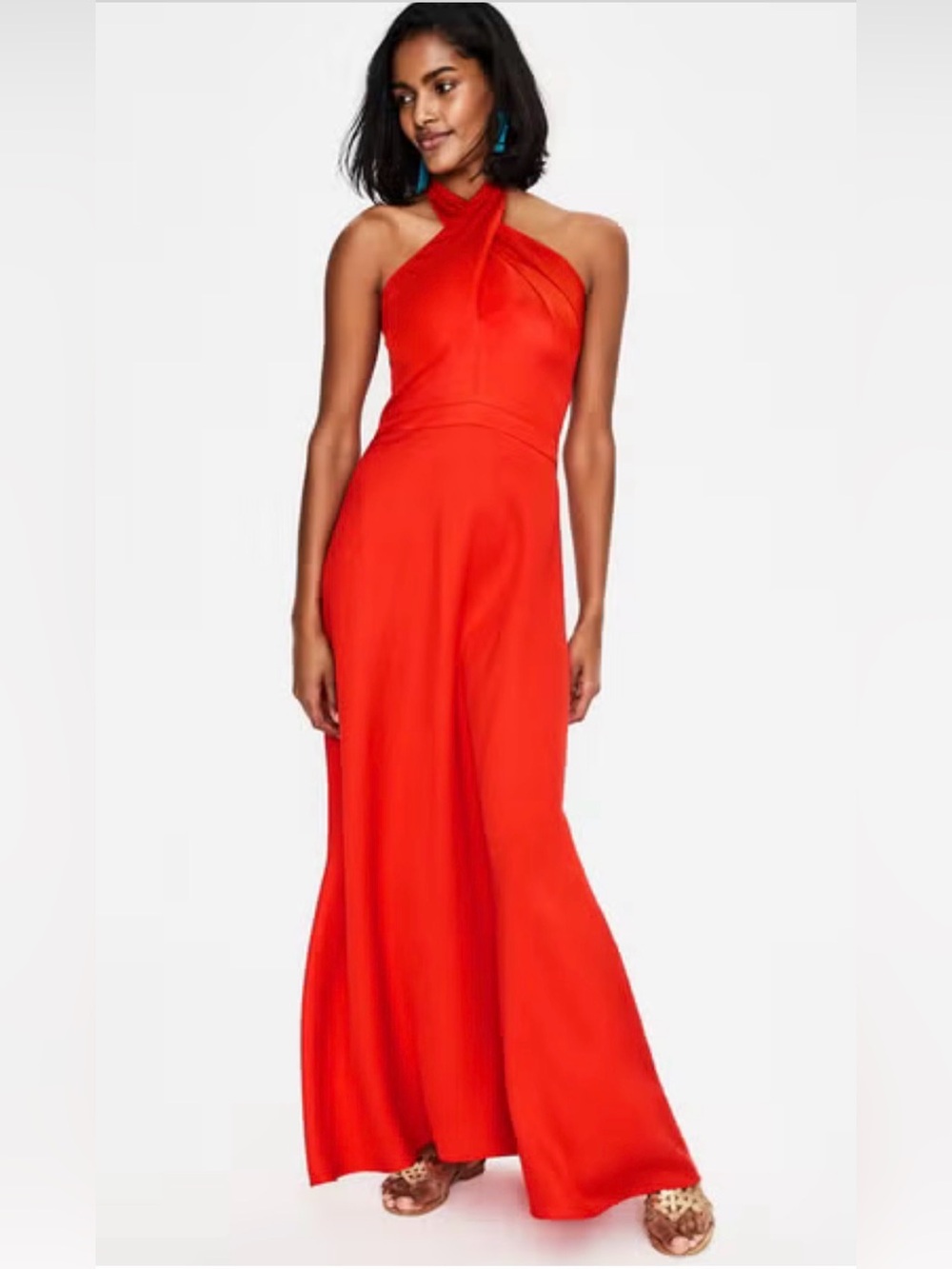 BODEN Kiera Red Halter Maxi Dress